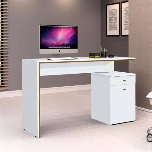 Escrivaninha Office 1P2G Branco.Nature J A Moveis Black Friday 