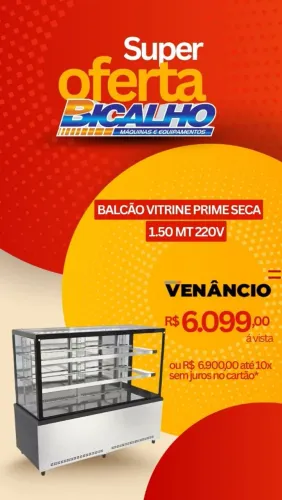 Balcão Vitrine Venâncio Prime Seca 1.50mt - Novo
