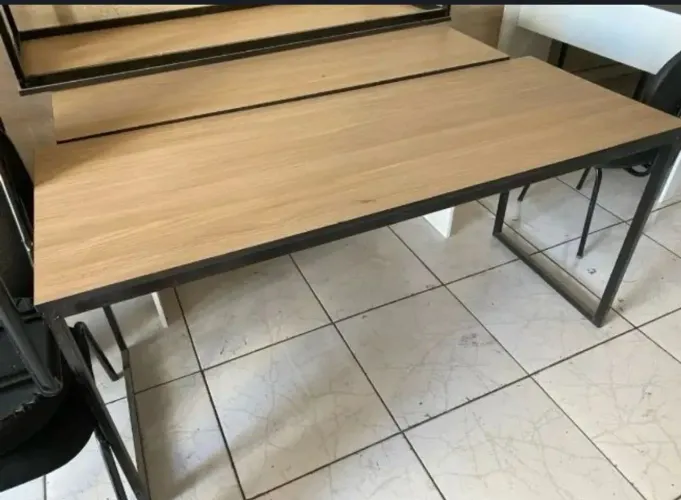nova mesa industrial cor carvalho, frete gratuito 