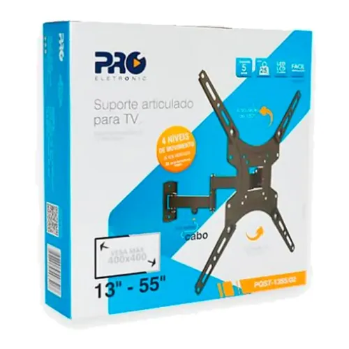 SUPORTE SIMPLES ARTICULADO PARA TV 13-55 MAX. 25KG PQST-1355/02