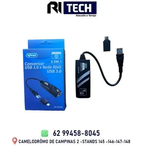 Adaptador Ethernet USB Tipo C 3.0 Para RJ45 Placa de Rede Gigabit 10/100/1000