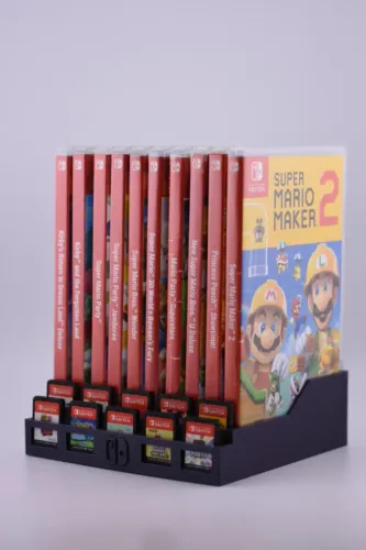 Organizador 10 Espaços para Jogos Nintendo Switch 1 e 2 - Suporte p/ Caixas e Cartuchos
