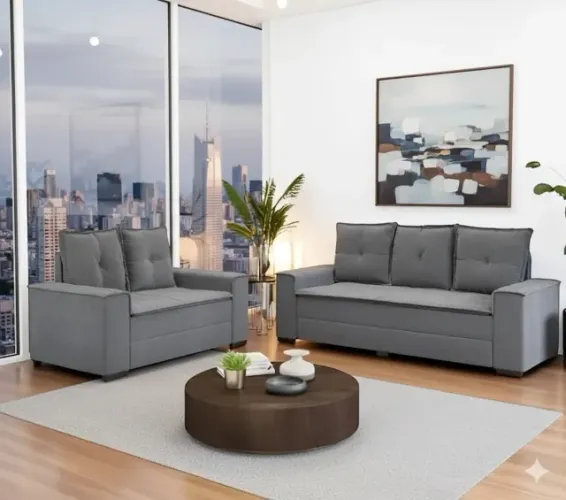 Promoção Conjunto estofados Sofá 2 e 3 lugares safira