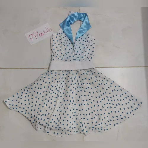 Fantasia Anos 60 branco com azul - PP