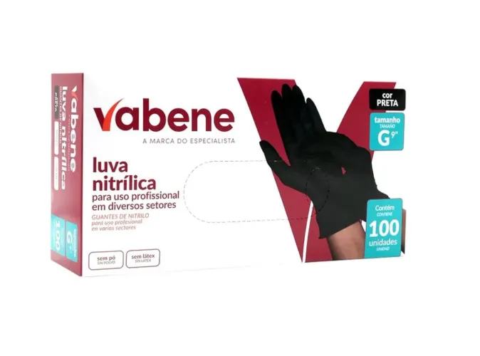 Caixa de Luvas Nitrílica Preto e Rosa Tamanhos P/M/G - 100 Unidades 