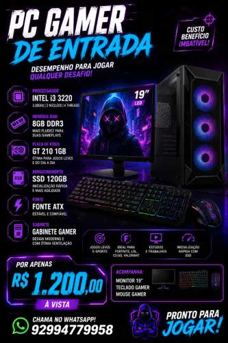 Pc gamer entrada i3 roda roblox e outros 