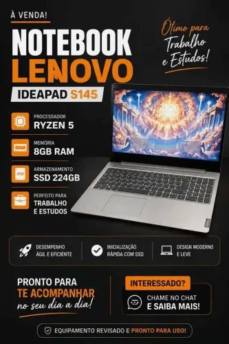 Notebook Lenovo IdeaPad S145 (Ryzen 5 / 8GB RAM / SSD 224GB)