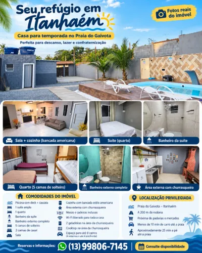 Casa com piscina em itanhaem - gaivota