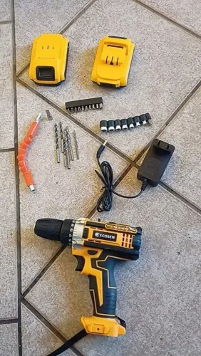 Furadeira Parafusadeira 3/8" Bateria 21V ou 12V com Maleta e Acessórios/ECOSEN Furadeira