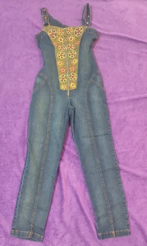 Macacão Jeans Longo Feminino Tam P