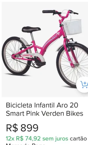 Bicicleta infantil aro 20 rosa, perfeita