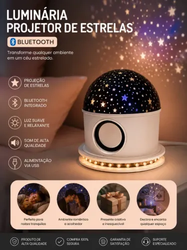 Luminária de estrelas com bluetooth