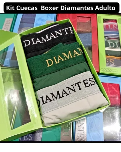 Kit Cuecas Boxer Diamantes adulto- Consultar tamanho 