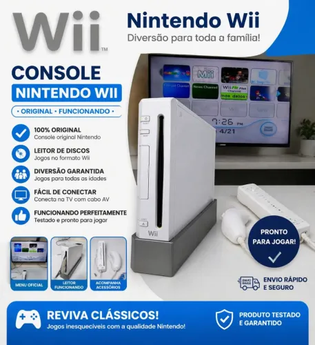 Nintendo Wii Original - Console + Controle + Sensor Bar - Diversão Instantânea!