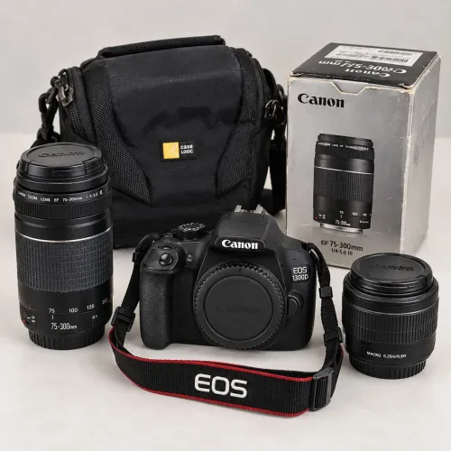 Canon EOS 1300D (Rebel T6) + 2 Lentes + Bolsa Case Logic
