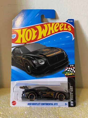 Carrinho Hotwheels Bentley Continental GT3 Preto Novo 1:64 Hot Wheels