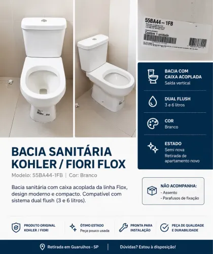 Bacia Sanitária com Caixa acoplada Nova sem Uso