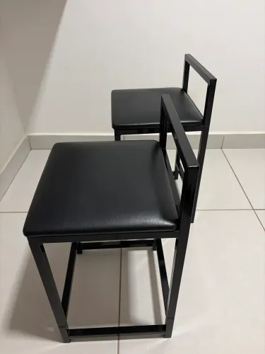 Banqueta Quadrada Industrial 2 Unidades Aço Preto 61 Cm.