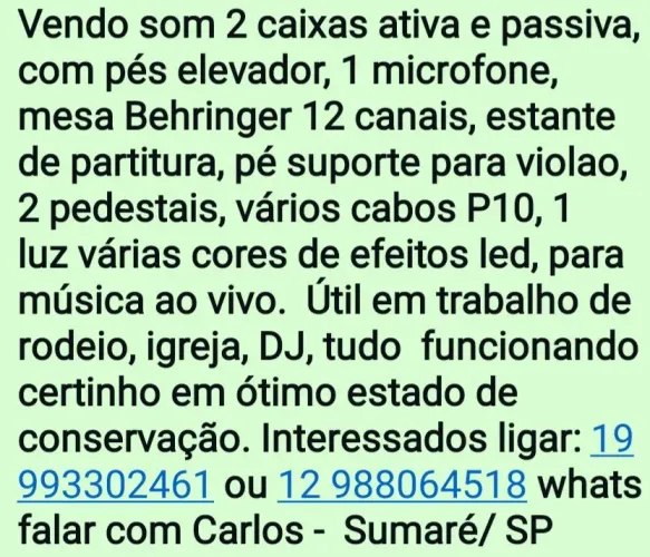Equipamento para som ao vivo completo