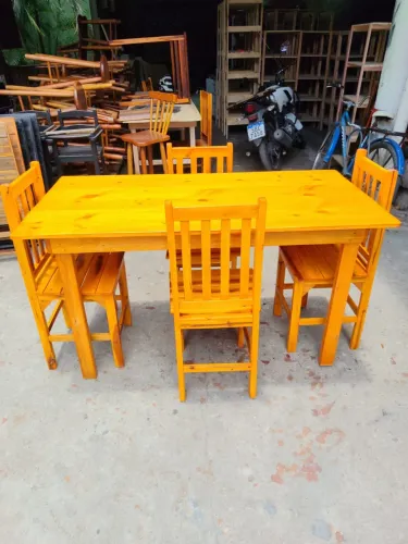 CONJUNTO FIXO MADEIRA PEREIRA COM 6 ou 8 CADEIRAS
