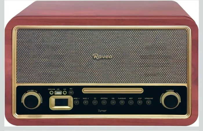 Vitrola Raveo, toca Vinil, CD, USB, Bluetooth e Fita Cassete