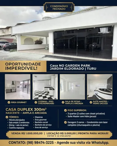 Casa Duplex 3 Quartos em condomínio no Jardim Eldorado ( Turu )