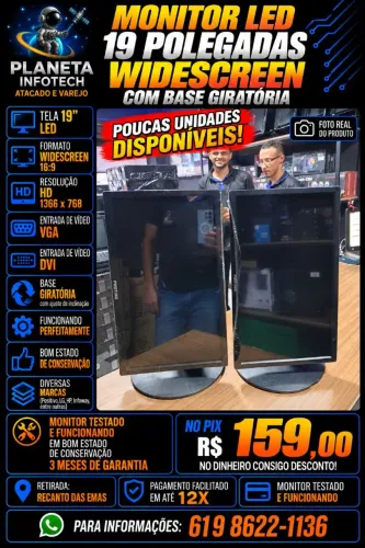 Monitor LED de 19 Polegadas Widescreen com base giratória ( com garantia )