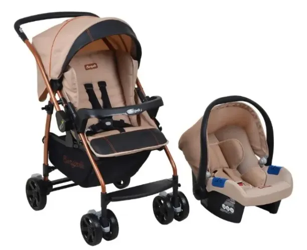 Carrinho de bebê com Bebê conforto Burigotto Travel System Rio K Mon Amour com Chassi Cobr