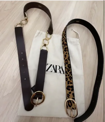 Cinto Zara onça couro