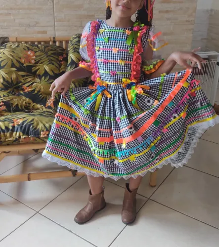 Vestido Quadrilha Junino 9 a 12 anos