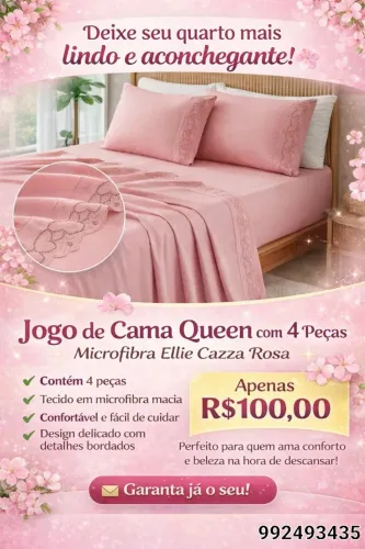 JOGO DE CAMA QUEEN 4 PEÇAS ELLIE CAZZA