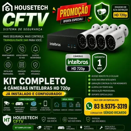 Proteja seu Patrimônio! Kit Câmeras Intelbras, completo já instalado! e configurado!