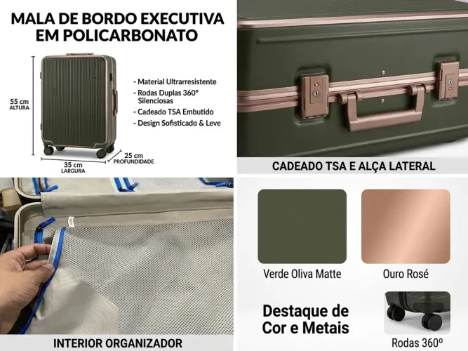 Mala de bordo policarbonato, executiva