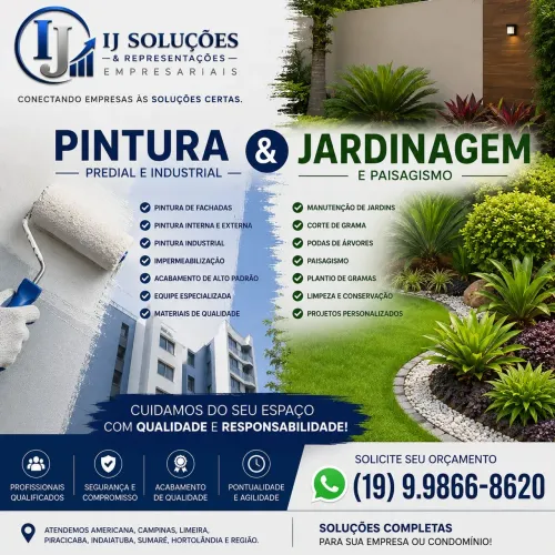 Pintura e Jardinagem chama IJ SOLUÇÕES &REPRESENTAÇÕES EMPRESARIAIS