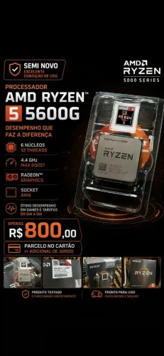 Processador AMD Ryzen 5 5600G (Usado em bom estado)