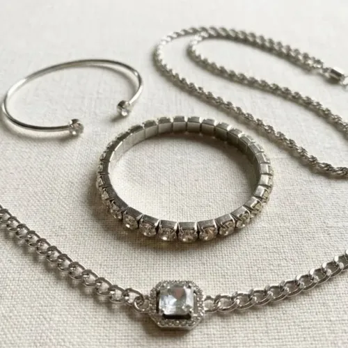 lote 4 pulseiras prateadas