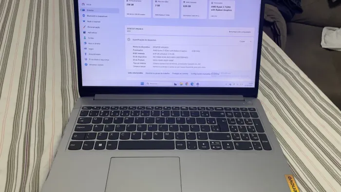 Notebook Lenovo Ryzen 5, 8GB RAM, SSD - Funcionando Perfeitamente!