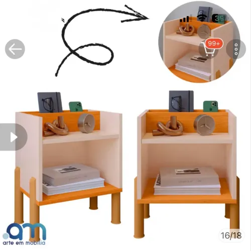Kit com 2 Mesas de Cabeceira Madri - Já Montadas