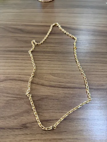 Cordão de ouro 18k cadeado maciço quinado aproximadamente 42g 60cm 4,6mm.