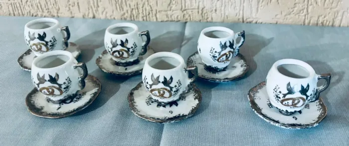 Xícaras De Café Coleção Vintage Bodas De Ouro