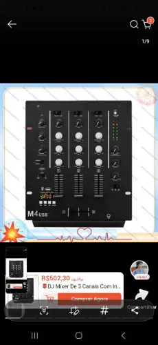 Mixer dj 3 canais mais mesa de som 6 canais na caixa