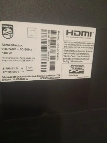 TV Philips 70 polegadas tela trincada 