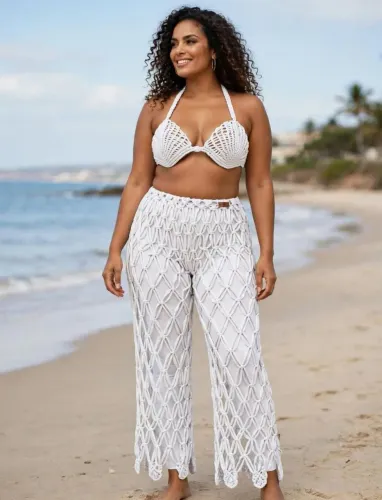 Calça Macramê sobreposição