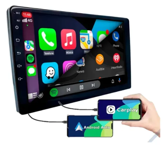 Central Multimídia Som Tela Painel 2din 9 Polegadas Android Auto e Carplay Via Cabo