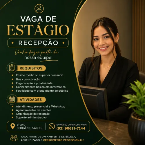 Vaga para Estagiário na Recepção 