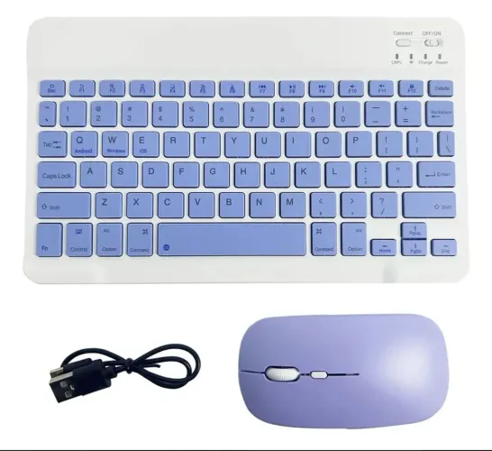 Kit Teclado E Mouse Sem Fio Recarregável Violeta