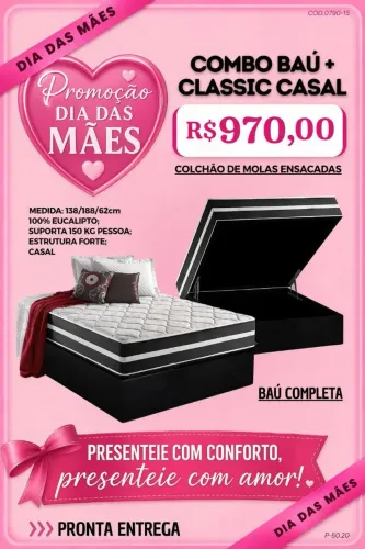Base baú com colchão molas Ensacada