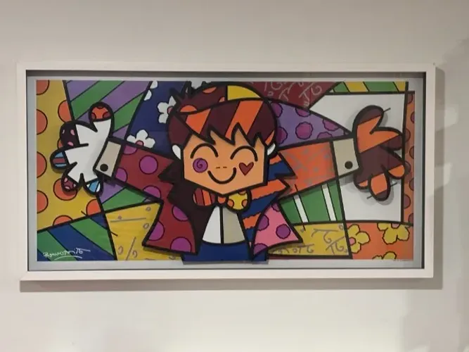 Quadro 3D / Relevo "O Abraço" (The Hug) - Romero Britto - Com Moldura Caixa