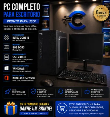 Computador Intel Core i5 8 GB  SSD Novo - Brinde Especial para você!