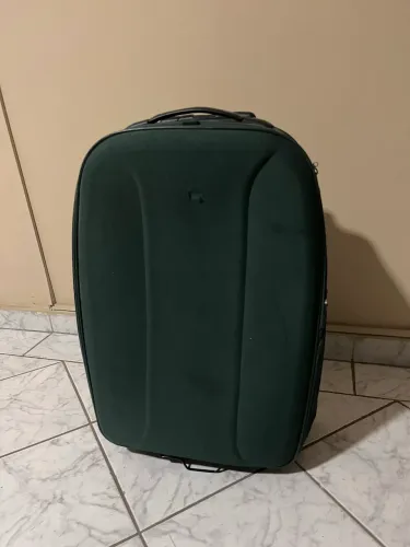 Mala Média-Grande Verde Rodinhas Viagem de Tecido Resistente